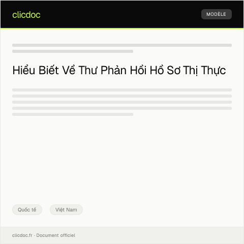 Document preview: Thư phản hồi về hồ sơ thị thực — Quốc tế, Việt Nam