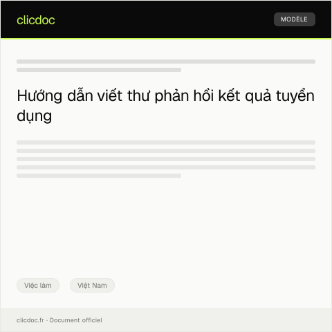 Document preview: Thư phản hồi về kết quả tuyển dụng — Việc làm, Việt Nam