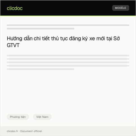 Document preview: Thủ tục đăng ký xe mới tại sở GTVT — Phương tiện, Việt Nam