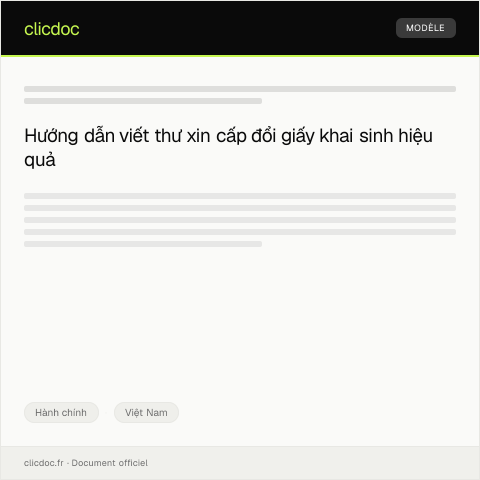 Document preview: Thư xin cấp đổi giấy khai sinh — Hành chính, Việt Nam