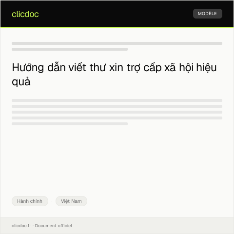 Document preview: Thư xin trợ cấp xã hội — Hành chính, Việt Nam