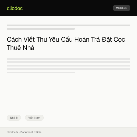 Document preview: Thư yêu cầu hoàn trả đặt cọc thuê nhà — Nhà ở, Việt Nam