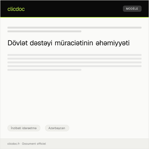 Document preview: Ticarət və sənaye sahəsində dövlət dəstəyinin alınması üçün müraciət — İnzibati idarəetmə, Azərbaycan