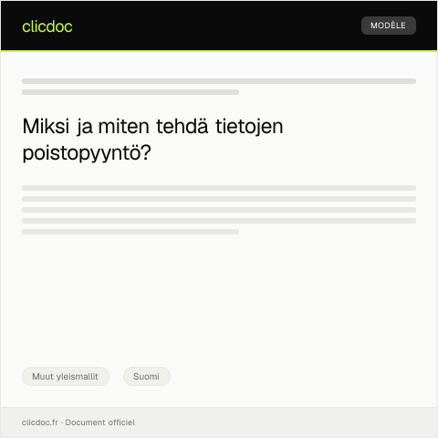 Document preview: Tietojen poistopyyntö — Muut yleismallit, Suomi