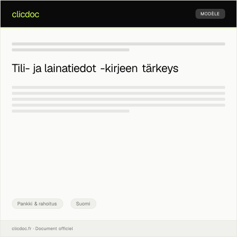 Document preview: Tili- ja lainatiedot — Pankki & rahoitus, Suomi