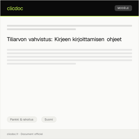 Document preview: Tiliarvon vahvistus — Pankki & rahoitus, Suomi