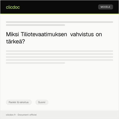 Document preview: Tiliotevaatimuksen vahvistus — Pankki & rahoitus, Suomi