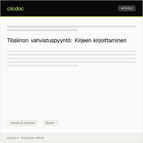Document preview: Tilisiirron vahvistuspyyntö — Pankki & rahoitus, Suomi