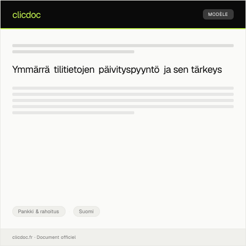 Document preview: Tilitietojen päivityspyyntö — Pankki & rahoitus, Suomi