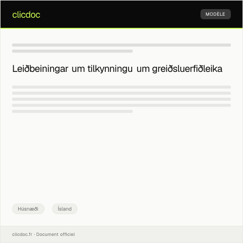 Document preview: Tilkynning um greiðsluerfiðleika vegna húsnæðis — Húsnæði, Ísland