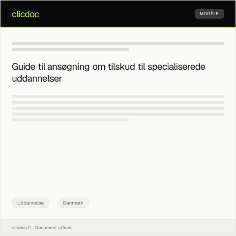 Document preview: Tilskud til specialiserede uddannelser — Uddannelse, Danmark