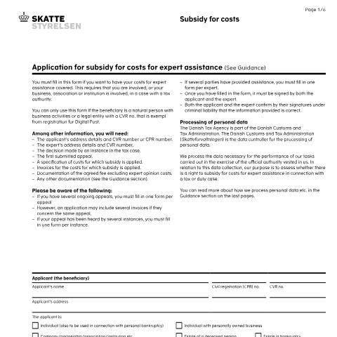 Document preview: Subsidy of costs — 02 Tax: certificates, Danmark (CERFA n°02.008)