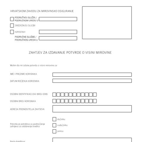 Document preview: Tiskanica br 1 8a — Mirovinsko (pension), Hrvatska (CERFA n°Tiskanica_br_1_8a)