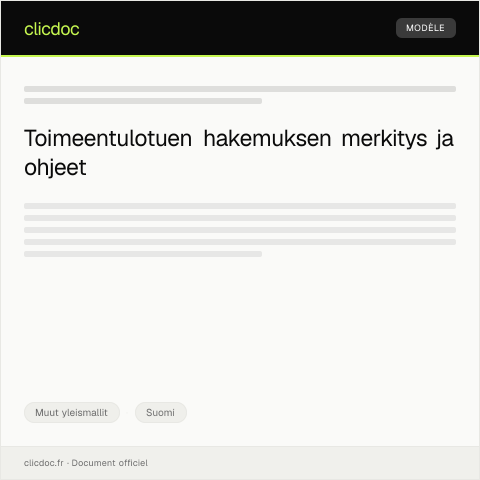 Document preview: Toimeentulotuen hakemus — Muut yleismallit, Suomi