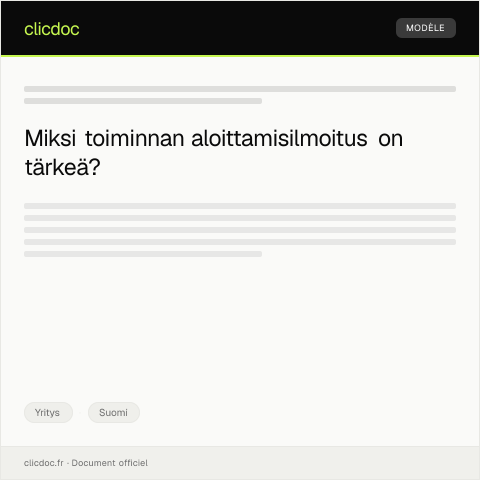 Document preview: Toiminnan aloittamisilmoitus — Yritys, Suomi