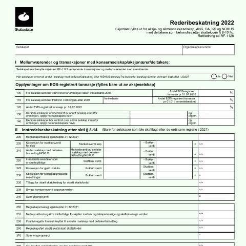 Document preview: Tonnage taxation (DISCONTINUED) — Skatteetaten / Forms, Norge (CERFA n°RF-1197)