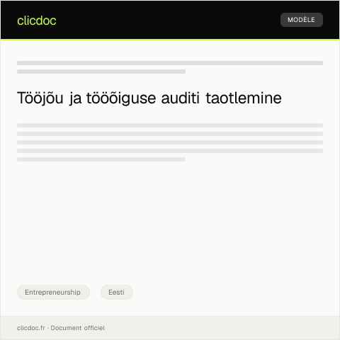 Document preview: Tööjõu ja tööõiguse audit ja nõuete kontroll — Entrepreneurship, Eesti