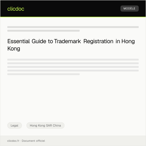 Document preview: Application for Trademark Registration 商標註冊申請 — Legal, Hong Kong SAR China