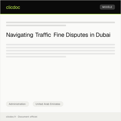 Document preview: Application for Dubai RTA Traffic Fine Dispute Resolution — Administration, United Arab Emirates