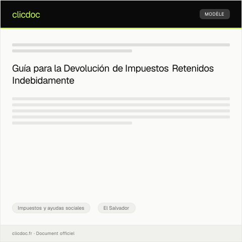 Vista previa del documento Trámite para devolución de impuestos retenidos indebidamente — Impuestos y ayudas sociales, El Salvador