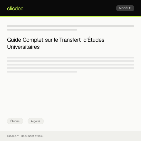 Aperçu du document Procédure de transfert d'études entre universités — Études, Algérie