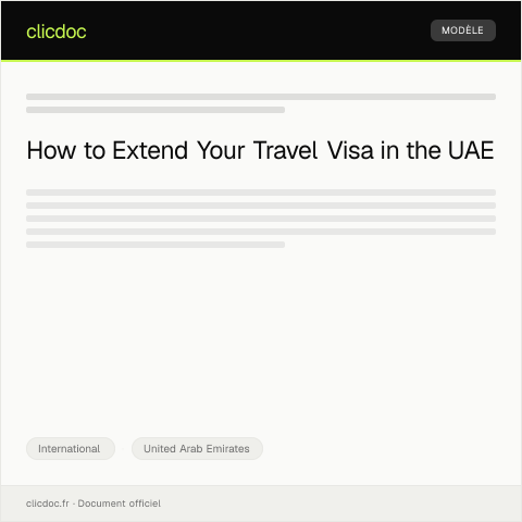 Document preview: Application for Travel Visa Extension at UAE General Directorate of Residency and Foreigners Affairs — International, United Arab Emirates