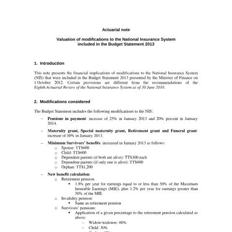 Document preview: Act note Budget statement (revised) (1) — Publication, Trinidad & Tobago (CERFA n°Act note Budget statement (revised) (1))