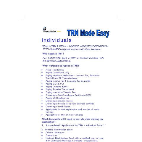 Document preview: TRN Made Easy - Individuals — Document, Jamaica (CERFA n°trn_made_easy_individuals)