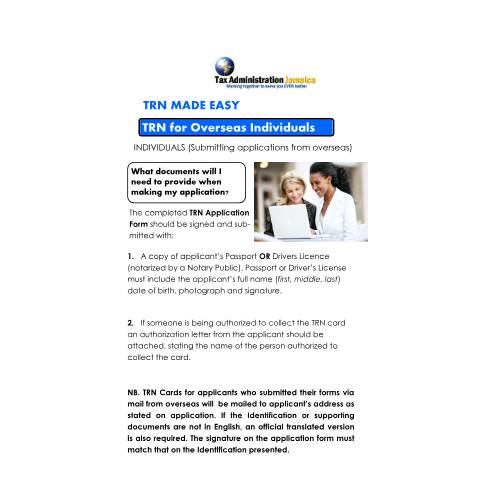 Document preview: TRN Made Easy - Overseas Individuals — Document, Jamaica (CERFA n°trn_made_easy_overseas_individuals)