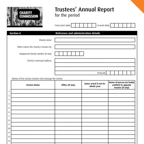 Document preview: Trustees' annual report template (SORP 2005) — The Charity Commission, United Kingdom
