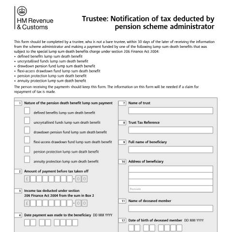 Document preview: Trusts and Estates: trustee notification of tax deducted (R185) (LSDB) — HM Revenue & Customs, United Kingdom