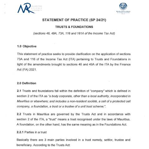 Document preview: SP 24/21 — Document, Mauritius (CERFA n°SP2421)