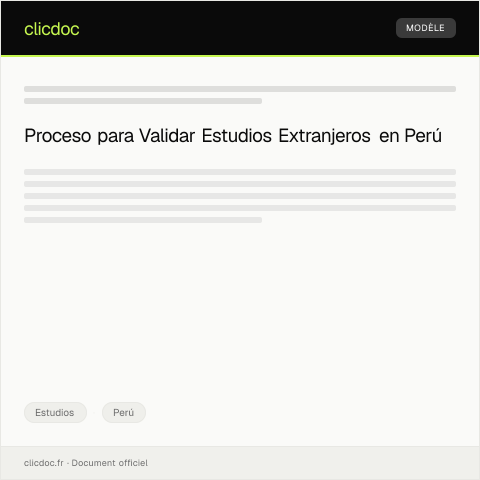Vista previa del documento Trámite para reconocimiento de estudios extranjeros — Estudios, Perú