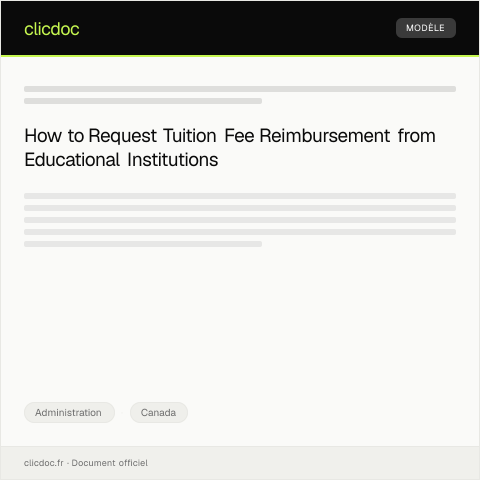 Document preview: Request for Tuition Fee Reimbursement from Educational Institution — Administration, Canada