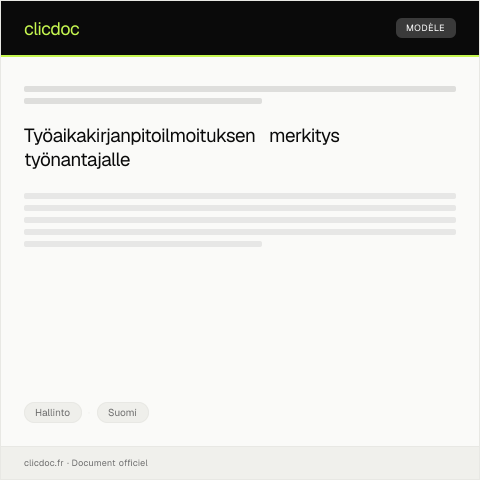 Document preview: Työaikakirjanpitoilmoitus — Hallinto, Suomi
