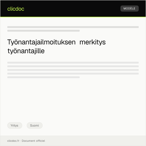 Document preview: Työnantajailmoitus — Yritys, Suomi