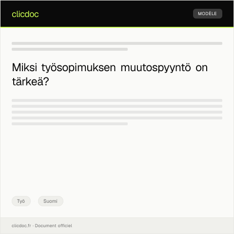 Document preview: Työsopimuksen muutospyyntö — Työ, Suomi