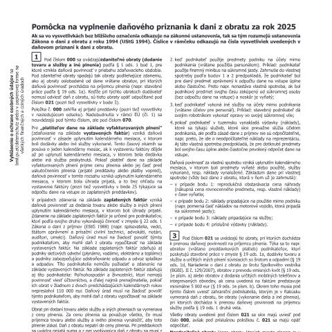 Dokumentvorschau: U1a-SK — Pomôcka na vyplnenie daňového priznania k dani z obratu za rok 2025 — Steuern, Österreich (CERFA n°U1a-SK)