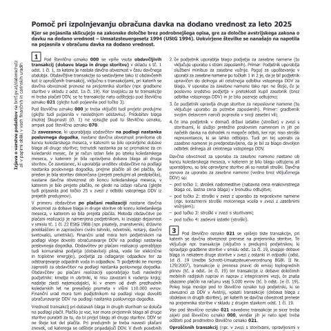 Dokumentvorschau: U1a-SL — Pomoč pri izpolnjevanju obračuna davka na dodano vrednost za leto 2025 — Steuern, Österreich (CERFA n°U1a-SL)