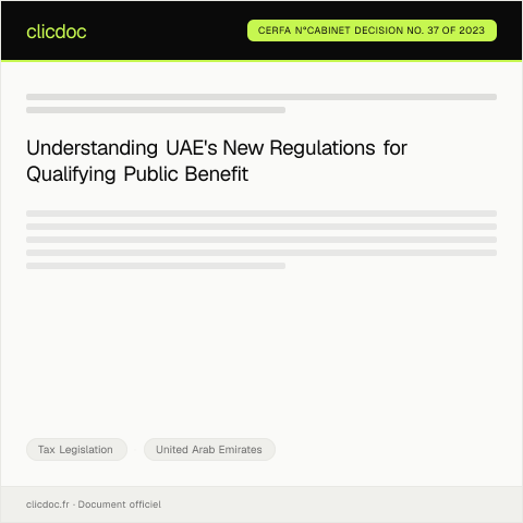 Document preview: Cabinet Decision No. 37 of 2023 Regarding the Qualifying Public Benefit Entities - April 2026 — Tax Legislation, United Arab Emirates (CERFA n°Cabinet Decision No. 37 of 2023)