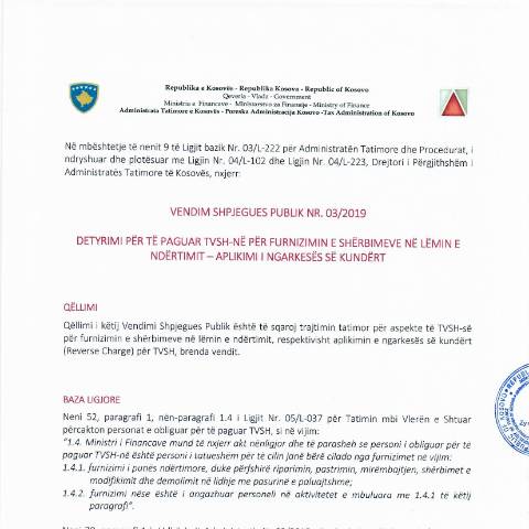 Document preview: Vendim Shpjegues-Publik-NR. 03_2019 — Shpjegimet Publike, Kosovë