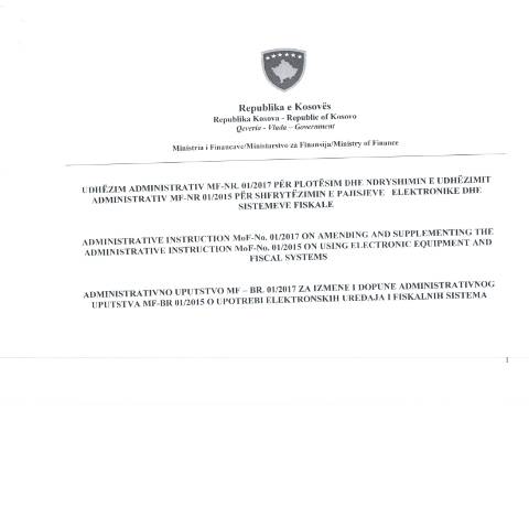 Document preview: UDHËZIM ADMINISTRATIV MF-NR.01/2017 — Udhezimet Administrative, Kosovë