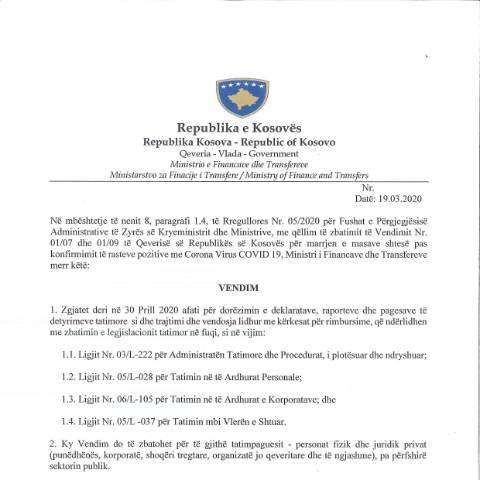 Document preview: Vendim — Shpjegimet Publike, Kosovë