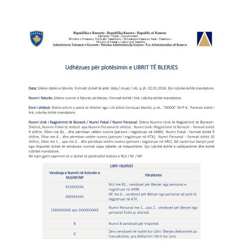 Document preview: Udhëzues për plotësimin e LIBRIT TË BLERJES — Udhezues Manuale Dhe Rregullore, Kosovë