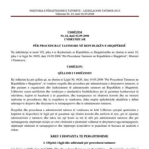 Document preview: Udhezim Nr. 24 dt. 02.09.2008 (TVSH) — Udhezim, Shqipëri