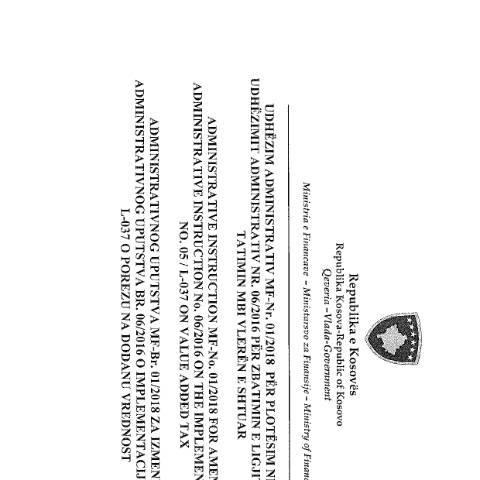 Document preview: UDHËZIM ADMINISTRATIV MF – Nr. 01/2018 — Udhezimet Administrative, Kosovë