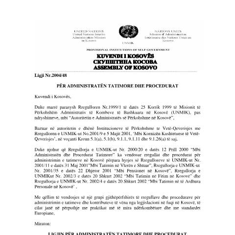Document preview: Ligji_2004_48 — Ligjet, Kosovë