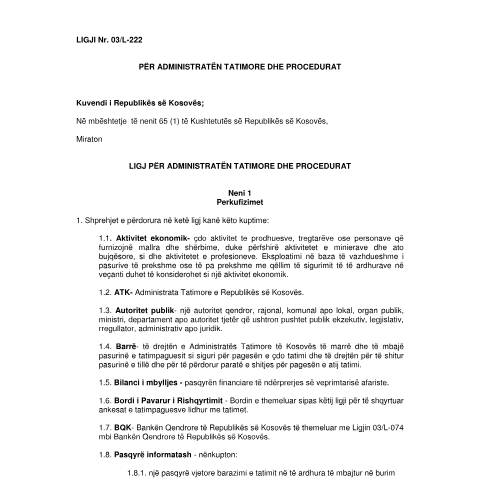 Document preview: Ligji _03-L-222 — Ligjet, Kosovë