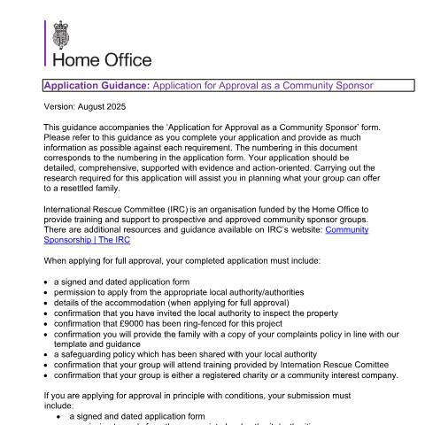 Document preview: Apply for community sponsorship — Ministry of Housing, Communities and Local Government, Home Office, Foreign, Commonwealth & Development Office, United Kingdom