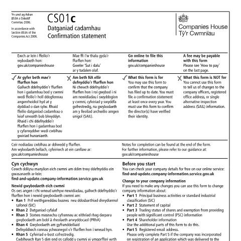Document preview: Confirmation statement (CS01c) — Companies House, United Kingdom
